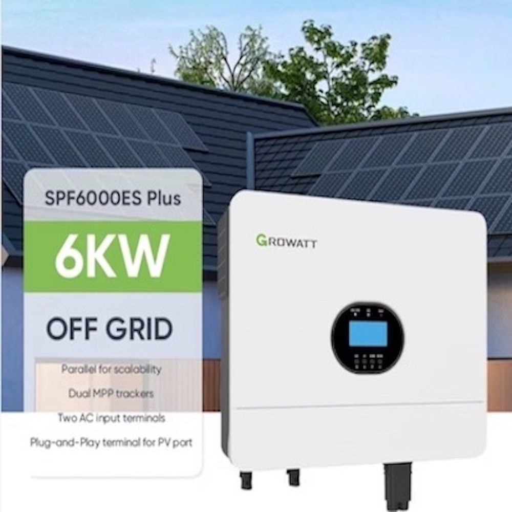 پکیج برق خورشیدی Growatt (دو عدد باتری لیتیومی Hope 5.5L-A1 + یک عدد سانورتر SPF 6000 ES Plus)